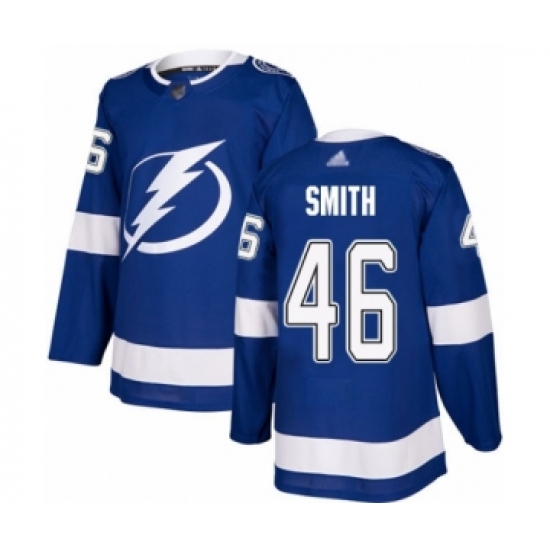 Men's Tampa Bay Lightning 46 Gemel Smith Authentic Royal Blue Home Hockey Jersey