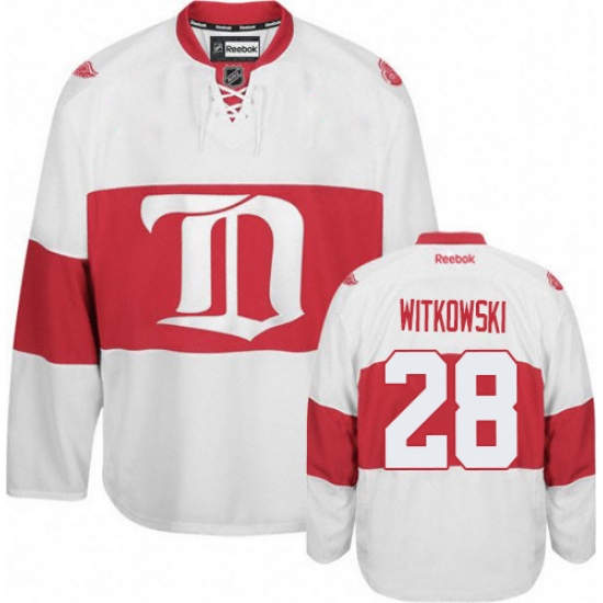 Women's Reebok Detroit Red Wings 28 Luke Witkowski Premier White Third NHL Jersey