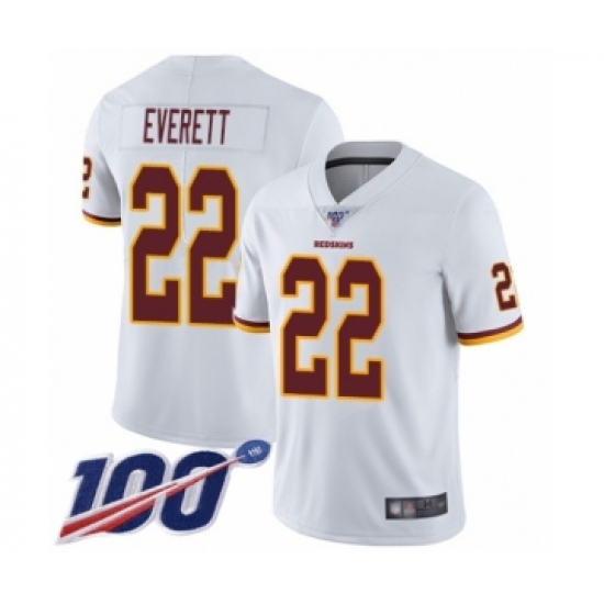 Youth Washington Redskins 22 Deshazor Everett White Vapor Untouchable Limited Player 100th Season Football Jersey