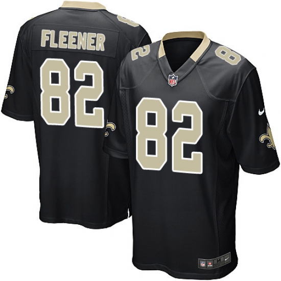 Men's Nike New Orleans Saints 82 Coby Fleener Game Black Team Color NFL Jersey