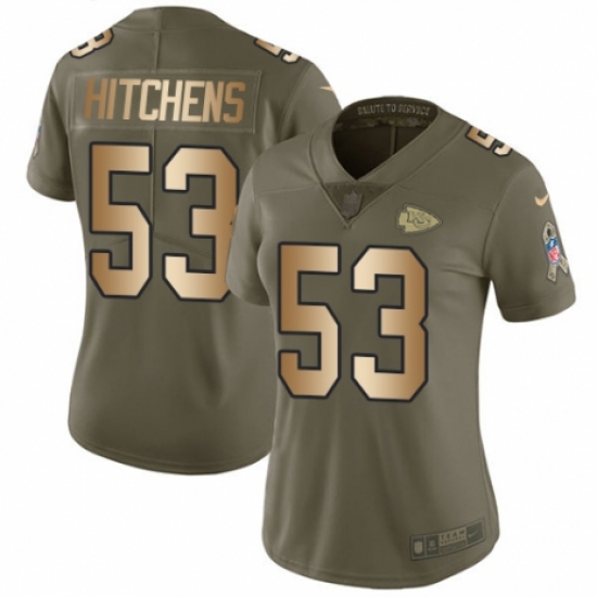 Women's Nike Kansas City Chiefs 53 Anthony Hitchens Limited Olive/Gold 2017 Salute to Service NFL Jersey