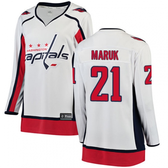 Women's Washington Capitals 21 Dennis Maruk Fanatics Branded White Away Breakaway NHL Jersey