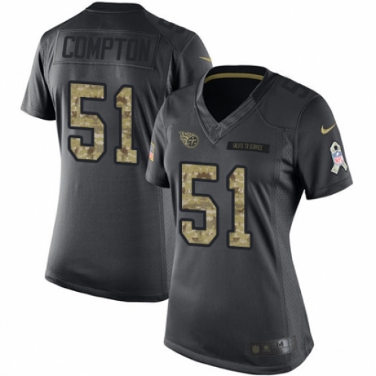 Women's Nike Tennessee Titans 51 Will Compton Limited Black 2016 Salute to Service NFL Jersey