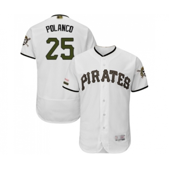 Men's Pittsburgh Pirates 25 Gregory Polanco White Alternate Authentic Collection Flex Base Baseball Jersey