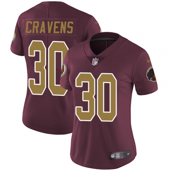 Women's Nike Washington Redskins 30 Su'a Cravens Burgundy Red/Gold Number Alternate 80TH Anniversary Vapor Untouchable Limited Player NFL Jersey