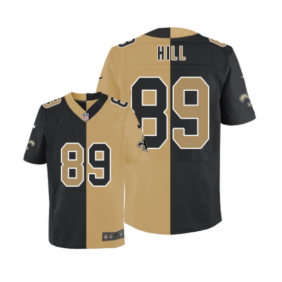 Men's Nike New Orleans Saints 89 Josh Hill Elite Black/White Split Fashion NFL Jersey