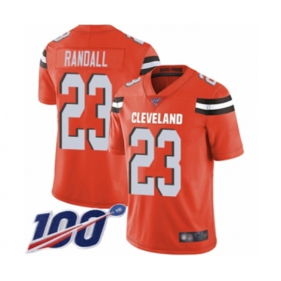 Men's Cleveland Browns 23 Damarious Randall Orange Alternate Vapor Untouchable Limited Player 100th Season Football Jersey