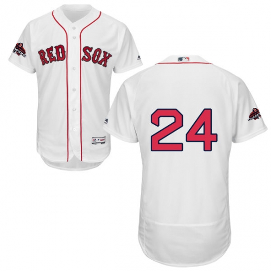 Men's Majestic Boston Red Sox 24 David Price White Home Flex Base Authentic Collection 2018 World Series Champions MLB Jersey