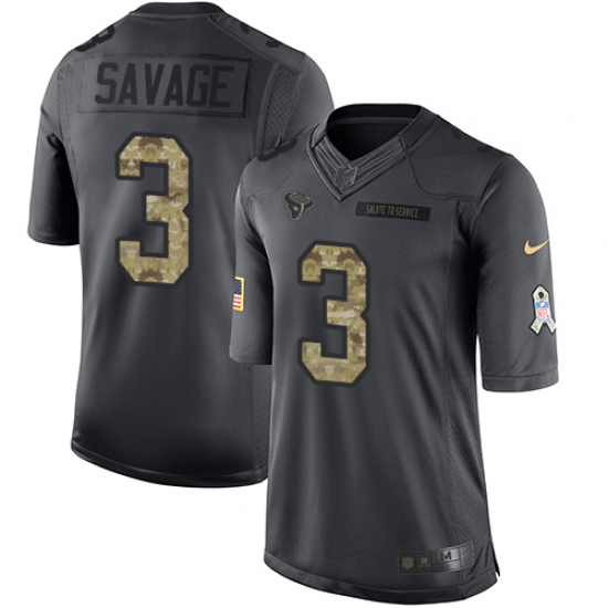 Youth Nike Houston Texans 3 Tom Savage Limited Black 2016 Salute to Service NFL Jersey