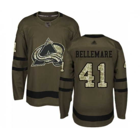 Men's Colorado Avalanche 41 Pierre-Edouard Bellemare Authentic Green Salute to Service Hockey Jersey