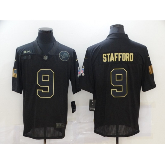 Men's Detroit Lions 9 Matthew Stafford Black Nike 2020 Salute To Service Limited Jersey