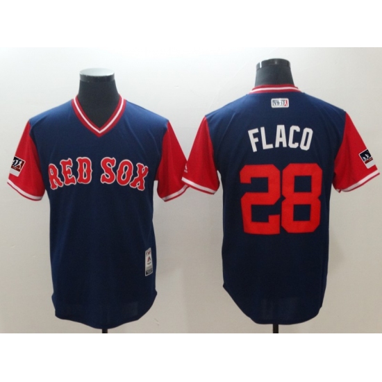 Men's Boston Red Sox 28 J.D. Martinez Flaco Navy Players Weekend Team Jersey