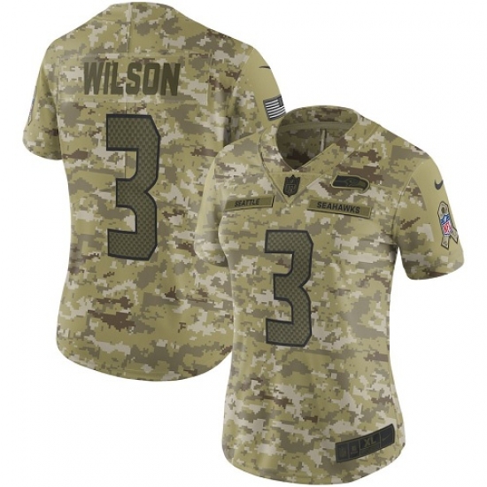 Women's Nike Seattle Seahawks 3 Russell Wilson Limited Camo 2018 Salute to Service NFL Jersey