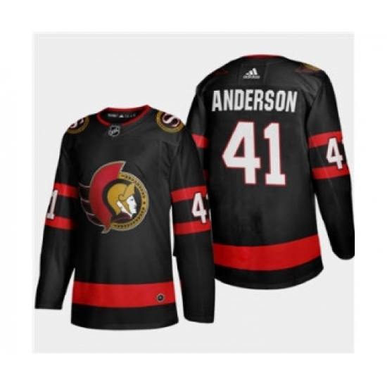 Men's Ottawa Senators 41 Craig Anderson Black 2020-21 Authentic Player Away Stitched Hockey Jersey