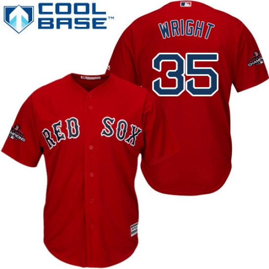 Youth Majestic Boston Red Sox 35 Steven Wright Authentic Red Alternate Home Cool Base 2018 World Series Champions MLB Jersey