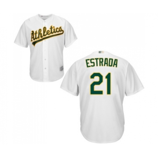 Men's Oakland Athletics 21 Marco Estrada Replica White Home Cool Base Baseball Jersey