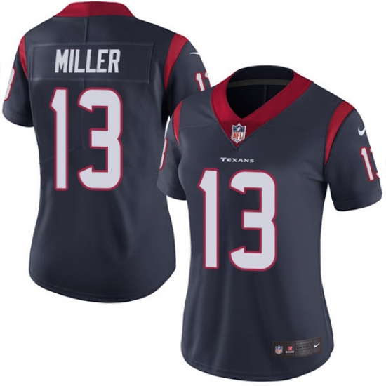 Women's Nike Houston Texans 13 Braxton Miller Elite Navy Blue Team Color NFL Jersey