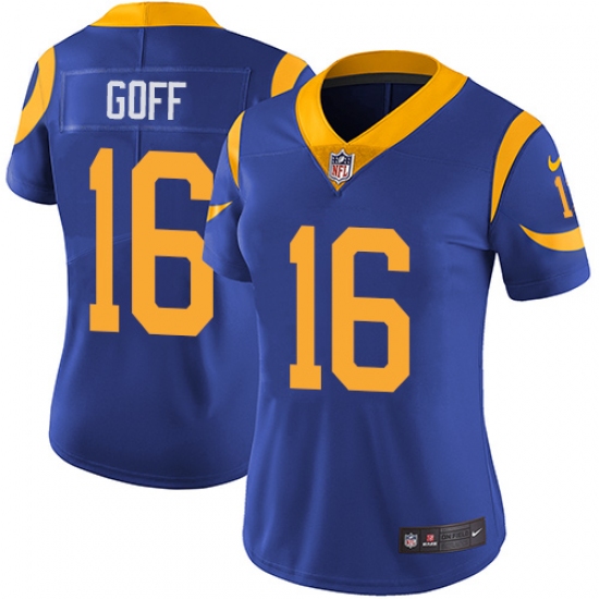 Women's Nike Los Angeles Rams 16 Jared Goff Royal Blue Alternate Vapor Untouchable Limited Player NFL Jersey