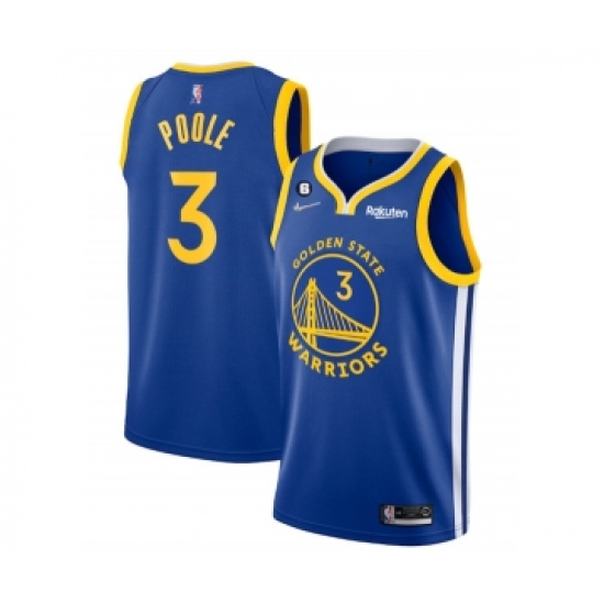 Men's Golden State Warriors 3 Jordan Poole Royal With No.6 Patch Stitched Jersey