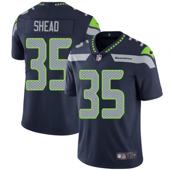 Men's Nike Seattle Seahawks 35 DeShawn Shead Steel Blue Team Color Vapor Untouchable Limited Player NFL Jersey