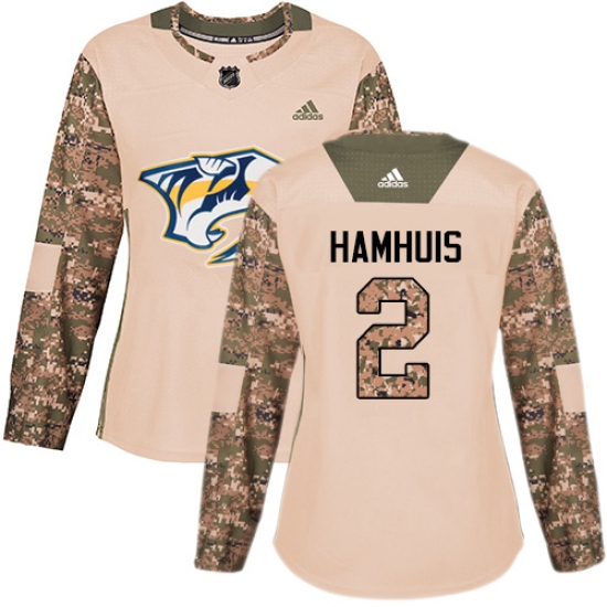 Women's Adidas Nashville Predators 2 Dan Hamhuis Authentic Camo Veterans Day Practice NHL Jersey