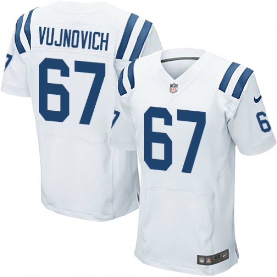 Men's Nike Indianapolis Colts 67 Jeremy Vujnovich Elite White NFL Jersey