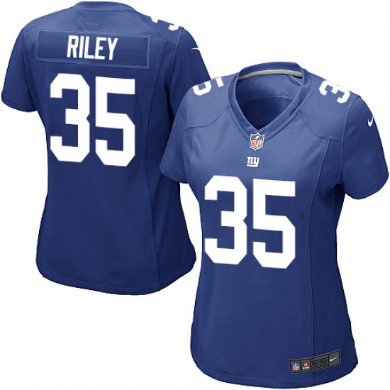 Women's Nike New York Giants 35 Curtis Riley Game Royal Blue Team Color NFL Jersey