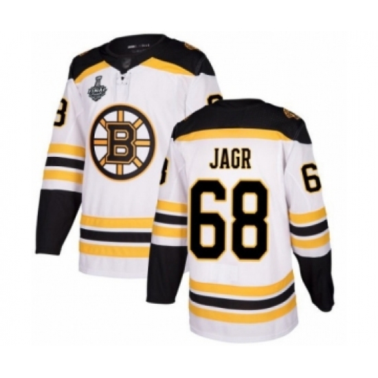 Men's Boston Bruins 68 Jaromir Jagr Authentic White Away 2019 Stanley Cup Final Bound Hockey Jersey