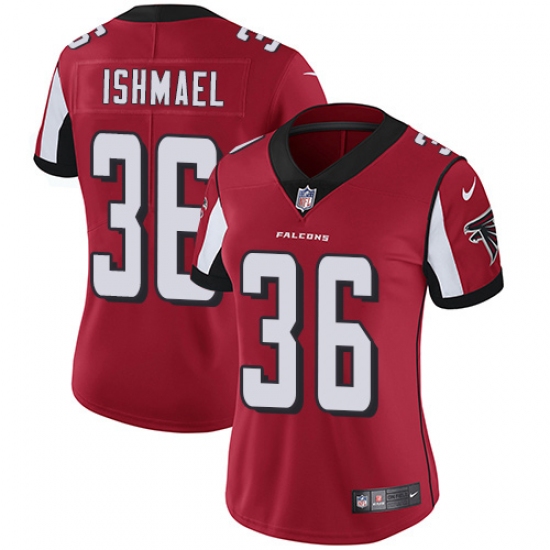 Women's Nike Atlanta Falcons 36 Kemal Ishmael Red Team Color Vapor Untouchable Limited Player NFL Jersey