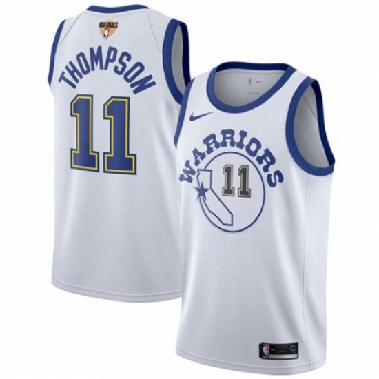 Youth Nike Golden State Warriors 11 Klay Thompson Swingman White Hardwood Classics 2018 NBA Finals Bound NBA Jersey