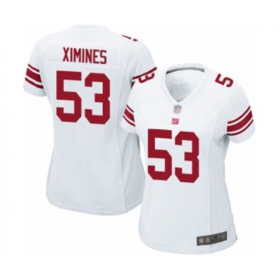 Women's New York Giants 53 Oshane Ximines Game White Football Jersey