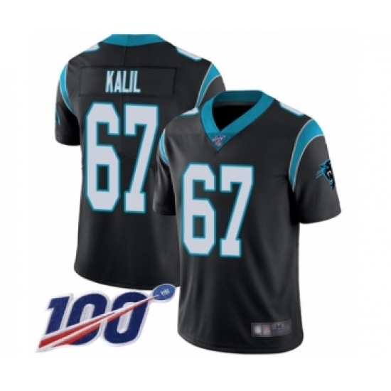 Men's Carolina Panthers 67 Ryan Kalil Black Team Color Vapor Untouchable Limited Player 100th Season Football Jersey