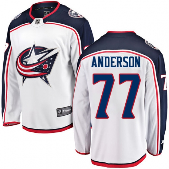 Men's Columbus Blue Jackets 77 Josh Anderson Fanatics Branded White Away Breakaway NHL Jersey