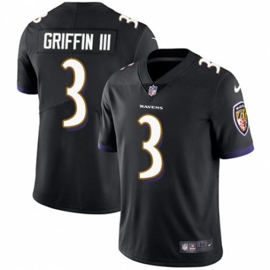 Men's Nike Baltimore Ravens 3 Robert Griffin III Black Alternate Vapor Untouchable Limited Player NFL Jersey