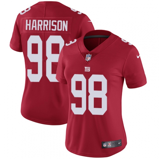 Women's Nike New York Giants 98 Damon Harrison Red Alternate Vapor Untouchable Limited Player NFL Jersey