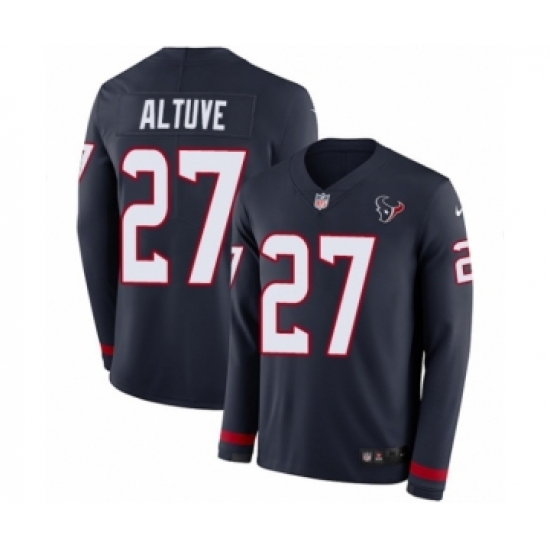 Men's Nike Houston Texans 27 Jose Altuve Limited Navy Blue Therma Long Sleeve NFL Jersey