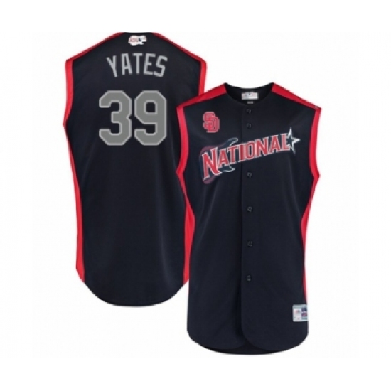 Men's San Diego Padres 39 Kirby Yates Authentic Navy Blue National League 2019 Baseball All-Star Jersey