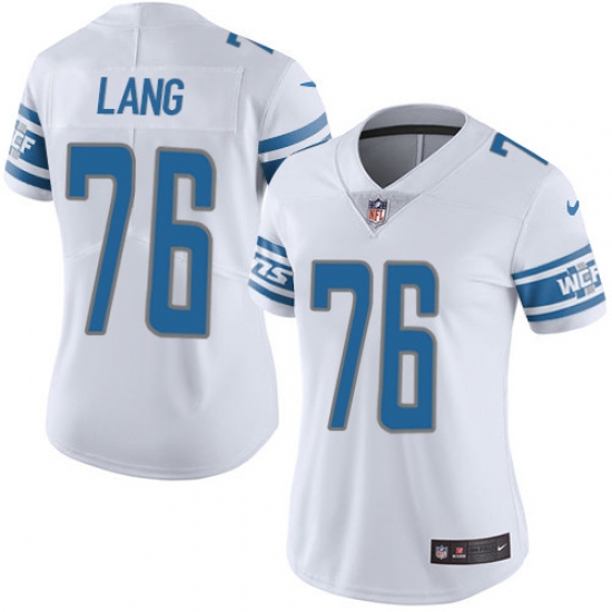 Women's Nike Detroit Lions 76 T.J. Lang Limited White Vapor Untouchable NFL Jersey