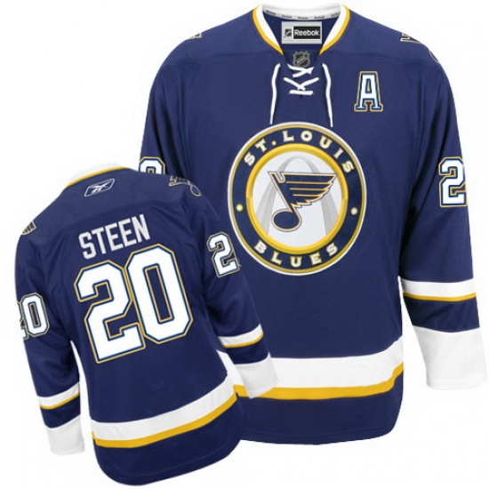 Women's Reebok St. Louis Blues 20 Alexander Steen Premier Navy Blue Third NHL Jersey