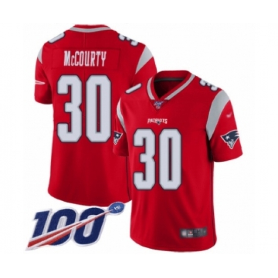 Youth New England Patriots 30 Jason McCourty Limited Red Inverted Legend 100th Season Football Jersey