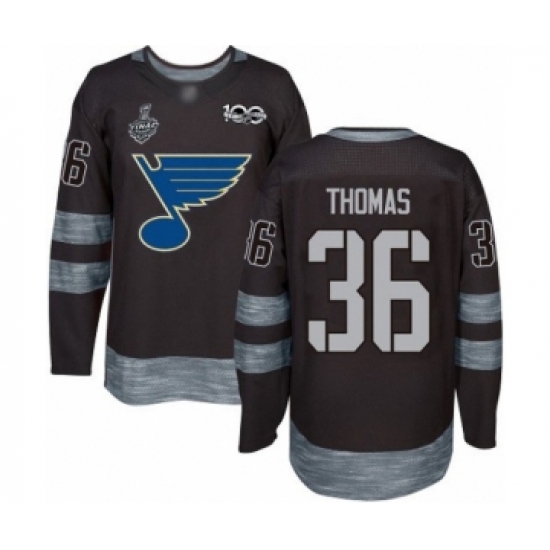 Men's St. Louis Blues 36 Robert Thomas Authentic Black 1917-2017 100th Anniversary 2019 Stanley Cup Final Bound Hockey Jersey