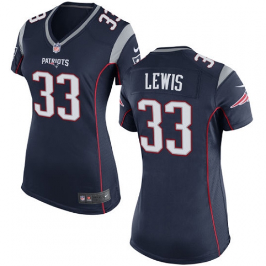 Women's Nike New England Patriots 33 Dion Lewis Game Navy Blue Team Color NFL Jersey