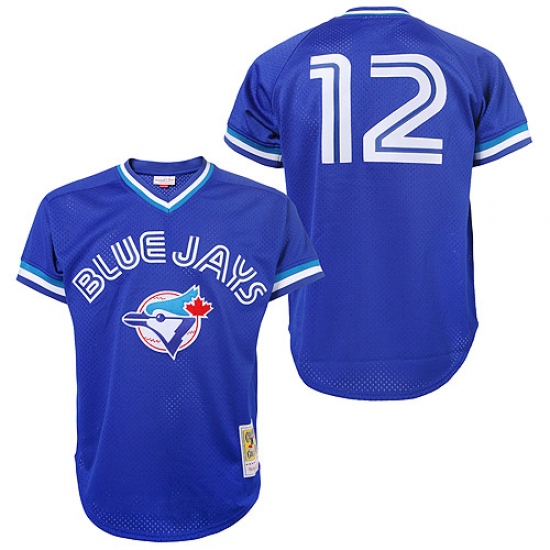 Men's Mitchell and Ness Toronto Blue Jays 12 Roberto Alomar Authentic Blue 1993 Throwback MLB Jersey