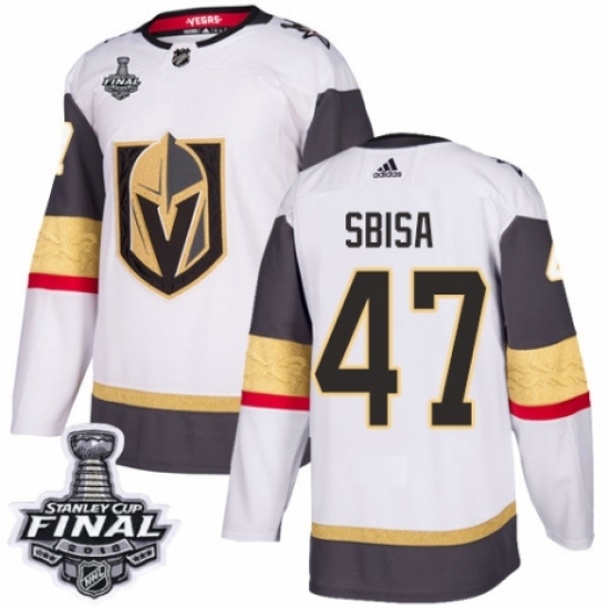 Women's Adidas Vegas Golden Knights 47 Luca Sbisa Authentic White Away 2018 Stanley Cup Final NHL Jersey