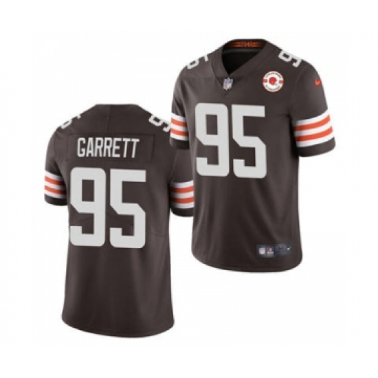 Men's Cleveland Browns 95 Myles Garrett 2021 Brown 75th Anniversary Patch Vapor Untouchable Limited Jersey