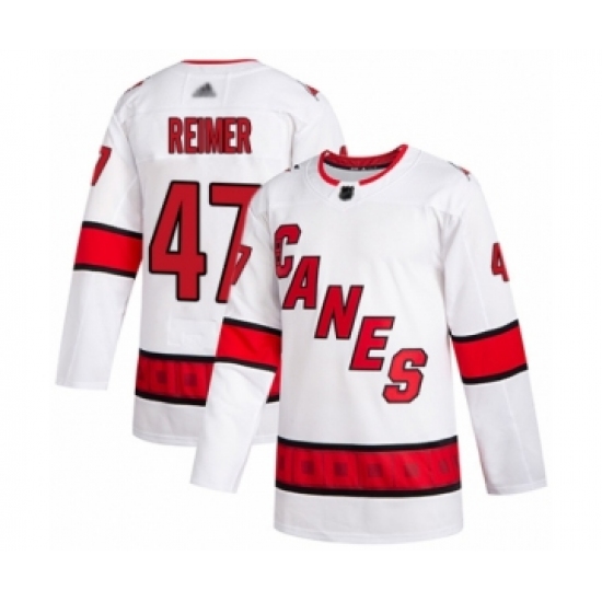 Men's Carolina Hurricanes 47 James Reimer Authentic White Away Hockey Jersey