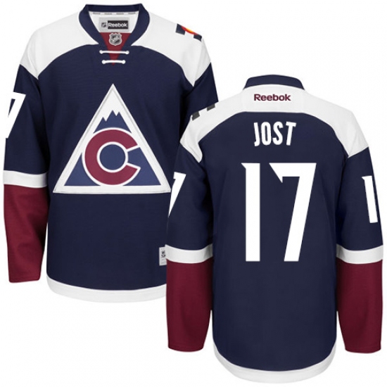 Women's Reebok Colorado Avalanche 17 Tyson Jost Authentic Blue Third NHL Jersey