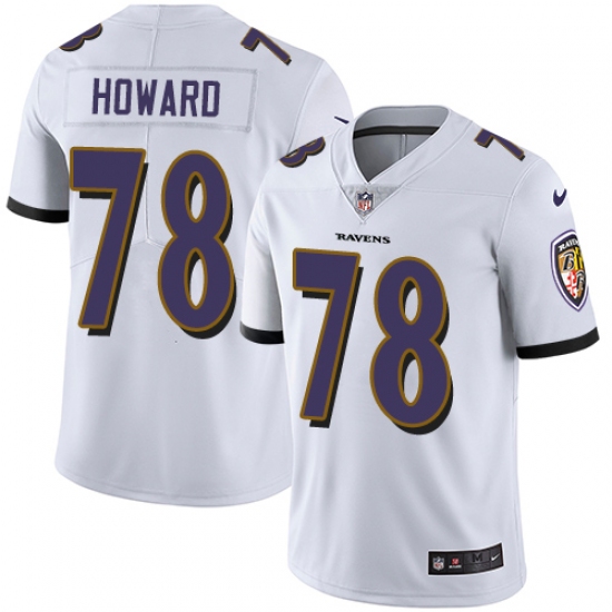 Men's Nike Baltimore Ravens 78 Austin Howard White Vapor Untouchable Limited Player NFL Jersey