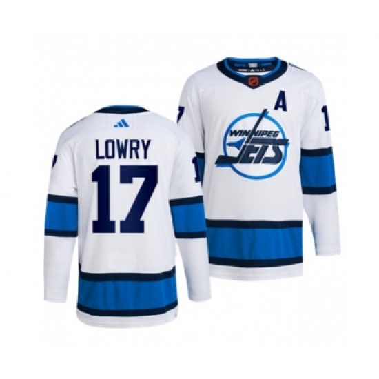 Men's Winnipeg Jets 17 Adam Lowry White 2022-23 Reverse Retro Stitched Jersey