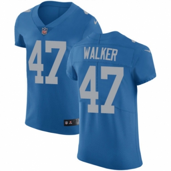 Men's Nike Detroit Lions 47 Tracy Walker Blue Alternate Vapor Untouchable Elite Player NFL Jersey